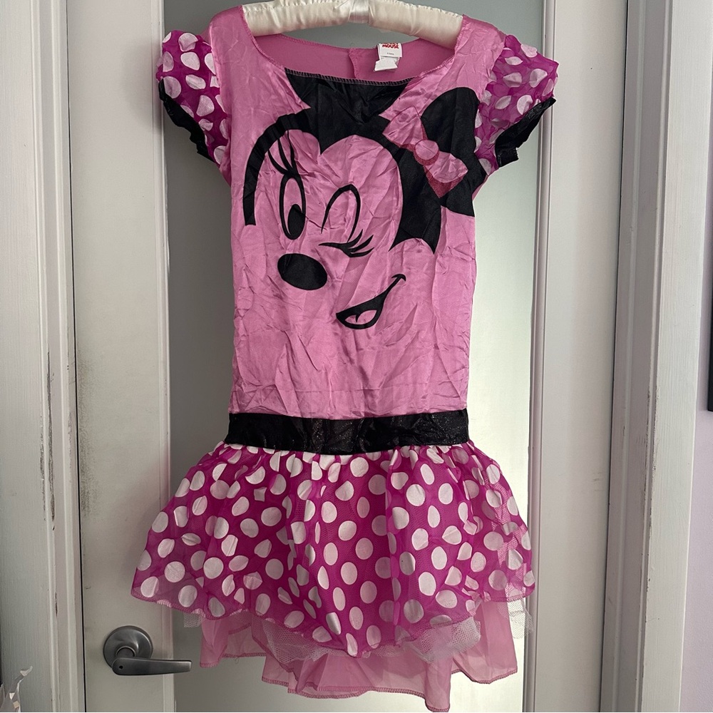 Minnie Mouse pink & white polka dot dress junior 7-9